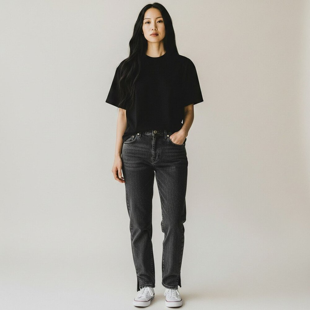 Femme Luxe Womens Size 8 Washed Black Pockets Denim Slit Ankle Jeans Pants